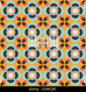 Ceramic tile abstract pattern. Geometric simple motif. Mexican talavera, portuguese azulejo or spanish majolica. Stock Vector