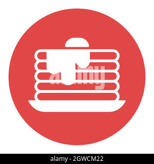 Pancake vector white glyph icon. Fast food sign Stock Vector