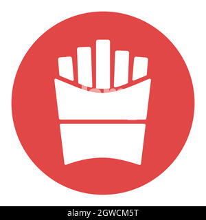 French fries vector white glyph icon. Fast food sign Stock Vector