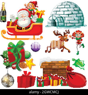 Set of isolated objects of christmas theme Stock Vector