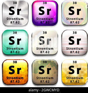A button showing the chemical element Strontium Stock Vector