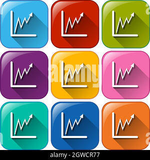 Rounded buttons with linear graphs Stock Vector
