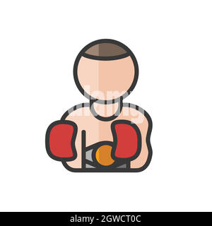 Boxer avatar. Man playing sport. Profile user, person. People icon. Vector illustration Stock Vector