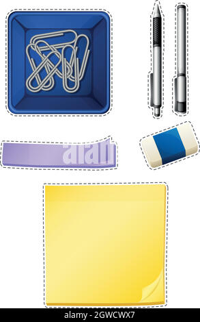 Different types of stationaries Stock Vector