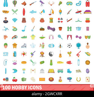 100 hobby icons set, cartoon style Stock Vector Image & Art - Alamy