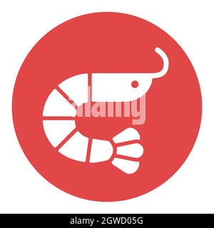 Shrimp vector white glyph icon. Fast food sign Stock Vector