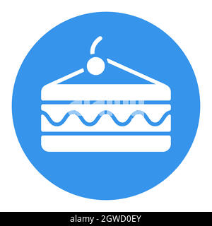 Piece of cake vector white glyph icon. Fast food sign Stock Vector
