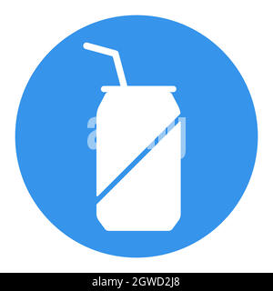 Soda cans vector white glyph icon. Fast food sign Stock Vector