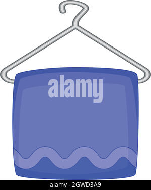Towel on hanger icon, cartoon style Stock Vector
