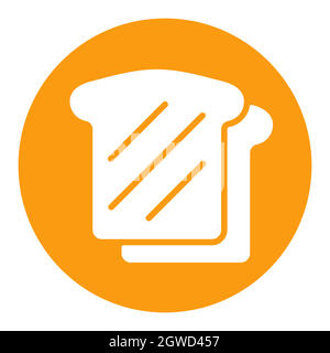 Bread, Toast vector white glyph icon. Fast food sign Stock Vector