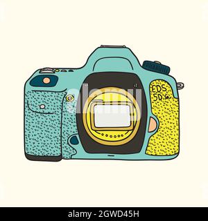 Vintage cameras. Hand drawn polaroid picture. Retro film ...