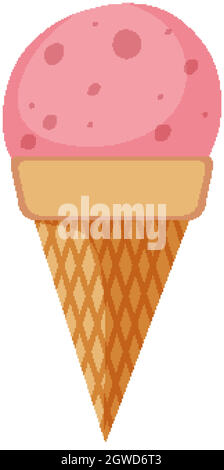 Strawberry ice cream cone isolated Stock Vector