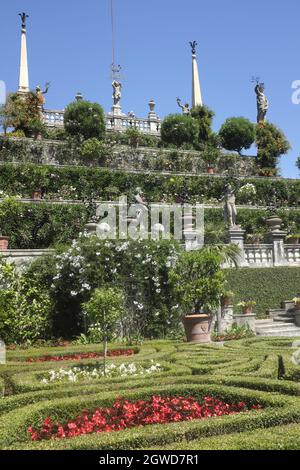 View of the gardens on Isola Bella, Lake Maggiore, Italy. Stock Photo