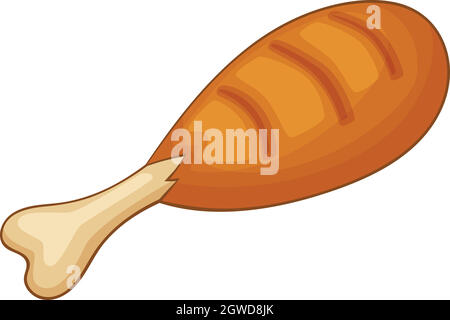 Chicken meat on the bone icon, cartoon style Stock Vector