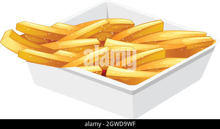 French fries in the disk Stock Vector