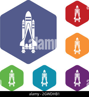 Space shuttle icons set Stock Vector