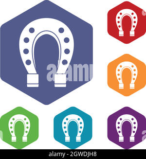 Horse shoe icons set Stock Vector