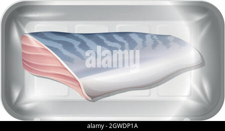 Isolated fish fillet on tray Stock Vector