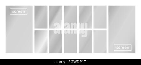 Mobile screen lock display collection of trendy silver metallic backgrounds. Modern screen vector design for mobile app. Soft grey abstract Stock Vector