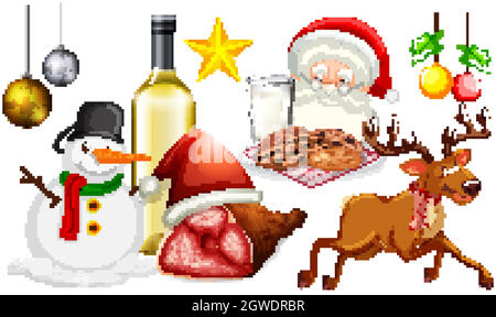 Set of isolated objects of christmas theme Stock Vector