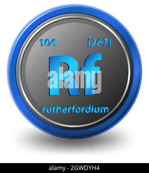 Rutherfordium chemical element. Chemical symbol with atomic number and atomic mass. Stock Vector