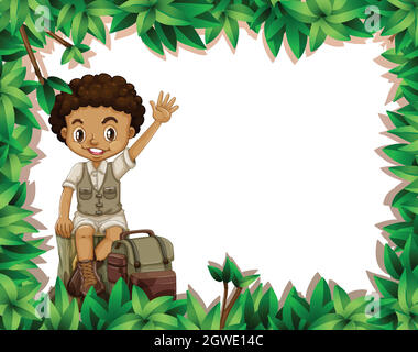 Camping boy on nature frame illustration Stock Vector Image & Art - Alamy