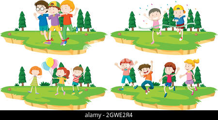 Kids playing games in the park illustration Stock Vector Image & Art ...