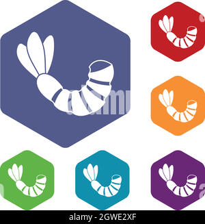 Shrimp prawn tiger food set icon grey black color vector illustration ...