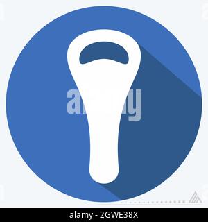 Icon Bottle Opener - Long Shadow Style - Simple illustration, Editable stroke, Design template vector, Good for prints, posters, advertisements, annou Stock Vector