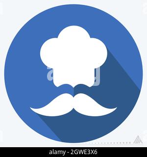 Icon Chef - Long Shadow Style - Simple illustration, Editable stroke, Design template vector, Good for prints, posters, advertisements, announcements, Stock Vector