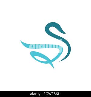 abstract duck swan letter S logo icon flat vector concept graphic design Stock Vector