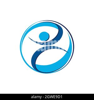 abstract people sport volleyball logo icon flat vector concept graphic design Stock Vector