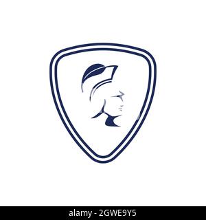 abstract shield spartan warrior logo icon flat vector concept graphic design Stock Vector