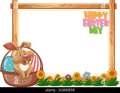 Border template design with easter bunny and eggs Stock Vector
