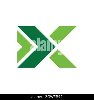 arrow letter x stylish green logo icon flat vector concept graphic design Stock Vector