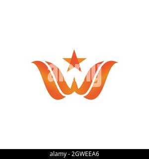 letter W star wing logo icon flat vector concept graphic design Stock Vector