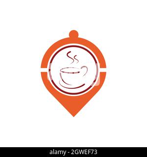 pin coffee cafe location logo icon flat vector concept graphic design Stock Vector