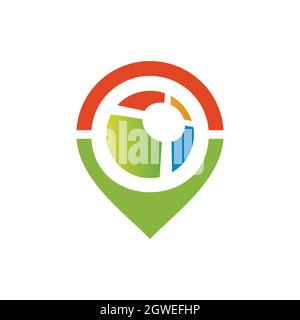 pin golf location logo icon flat vector concept graphic design Stock Vector