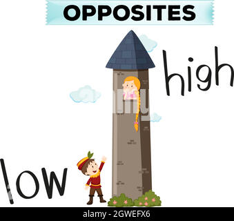 Opposite words for low and high illustration Stock Vector Image & Art ...