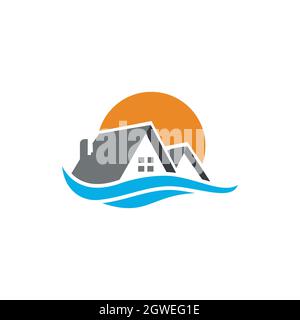 real estate residence logo icon flat vector concept graphic design Stock Vector