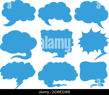 Blue speech bubbles in different shapes Stock Vector