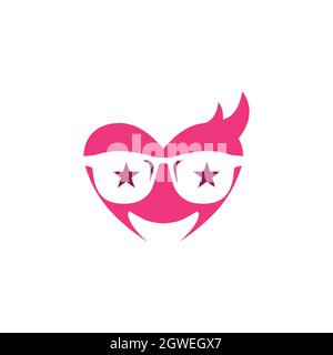 smile love glasses logo icon flat vector concept graphic design Stock Vector