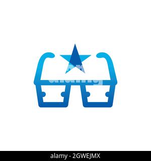 three dimensional glasses star logo icon flat vector concept graphic design Stock Vector