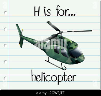 Flashcard letter H is for helicopter Stock Vector