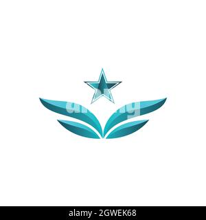 wing star stylish logo icon flat vector concept graphic design Stock Vector
