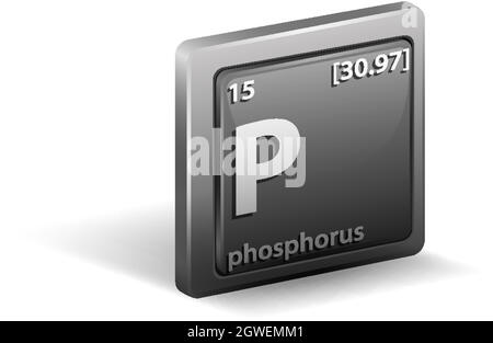 Phosphorus chemical element. Chemical symbol with atomic number and atomic mass. Stock Vector