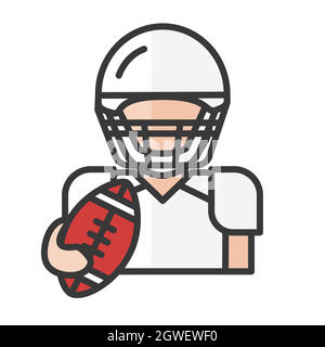 American football player avatar. Man playing sport character. Profile user, person. People icon. Vector illustration Stock Vector