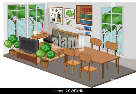 Living room interior with furniture Stock Vector