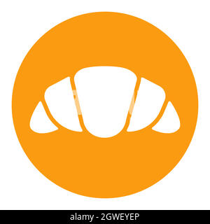 Croissant vector white glyph icon. Fast food sign Stock Vector