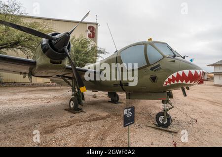 A Grumman OV-1C Mohawk observtion and attack aircraft in the Pima Air & Space Museum, Tucson, Arizona. Stock Photo